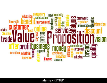 Value Proposition word cloud concept on white background. Stock Photo