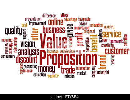 Value Proposition word cloud concept on white background. Stock Photo