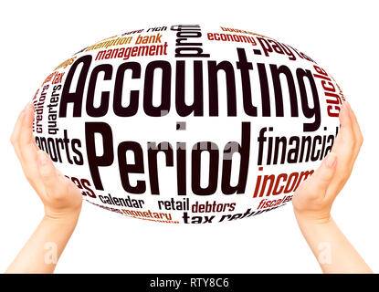Accounting period word hand sphere cloud concept on white background. Stock Photo