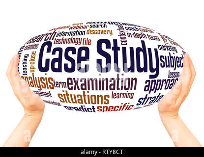 Case Study word cloud hand sphere concept on white background. Stock Photo