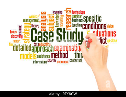 Case Study word hand writing cloud concept on white background. Stock Photo