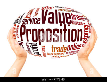 Value Proposition word cloud hand sphere concept on white background. Stock Photo