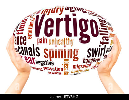 Vertigo word cloud hand sphere concept on white background. Stock Photo