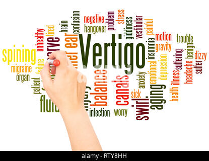Vertigo word cloud hand writing concept on white background. Stock Photo