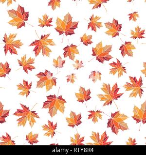 Seamless colorful maple leaf pattern. Nature texture for backgrounds and decorations. Stock Vector