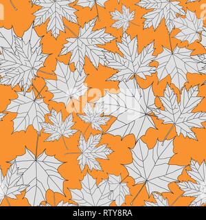 Seamless colorful maple leaf pattern. Nature texture for backgrounds and decorations. Stock Vector