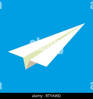 Paper airplane on blue background Stock Vector