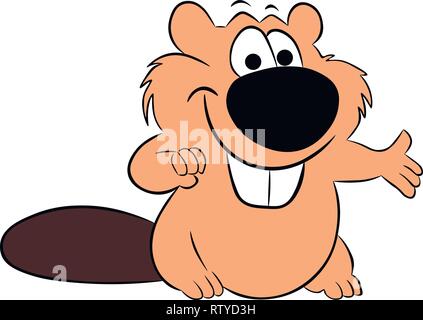 A red beaver is isolated on a white background. Stock Vector