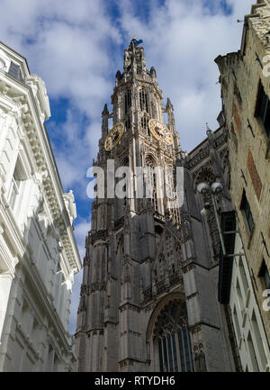 View of the Cathedral of Our Lady, Antwerp, Belgium Stock Photo