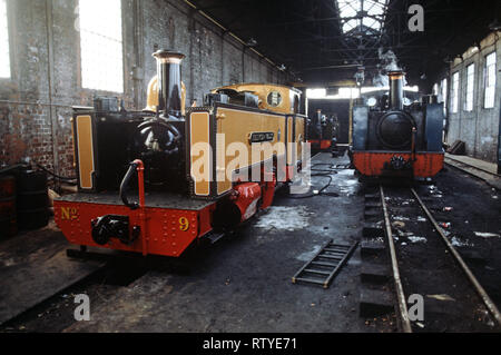 Steam locomotive shed in Aberystwyth, Vale of Rheidol line. British Rail last operating steam trains, Wales Stock Photo