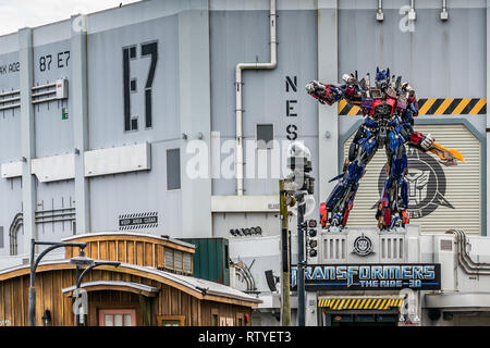 ORLANDO, FLORIDA, USA - DECEMBER, 2018: Transformers, The Ride 3D at Universal Studios. Join OPTIMUS PRIME and the AUTOBOTS as you become a freedom fi Stock Photo