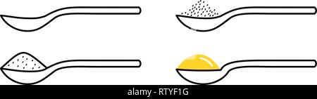 Spoon / Spoonful icon. Empty and three full versions. Stock Vector