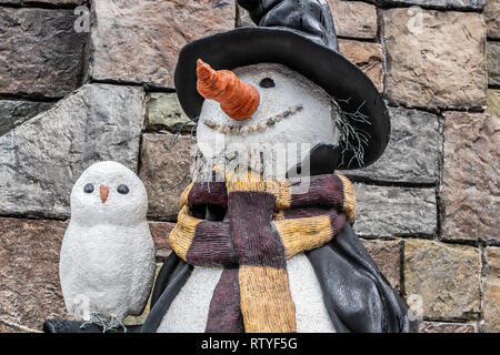 ORLANDO, FLORIDA, USA - DECEMBER, 2018: Snowman at Harry Potter Hogsmeade, Wizarding World of Harry Potter in Islands of Adventure, Universal Studios  Stock Photo