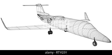 Plane vector, Vector wireframe concept. Created illustration of 3d Stock Vector