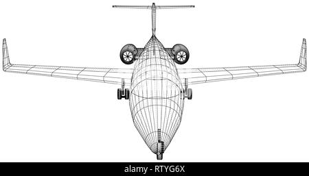 Plane vector, Vector wireframe concept. Created illustration of 3d Stock Vector