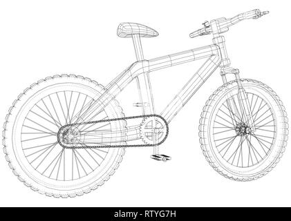 Bicycle blueprint. Outline bicycle on white background. Created ...