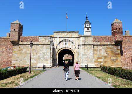 BELGRADE, SERBIA - AUGUST 15, 2012: People visit Kalemegdan fortress in Belgrade. Belgrade is the most popular tourism destination in Serbia with 351, Stock Photo