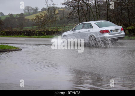 Skibbereen, West Cork, Ireland, March 03rd 2019 Heavy overnight rain continuing through today have cause localised flooding on some roads, making driving conditions treacherous for the unwary. The weather is to remain unsettled with heavy showers and some sleet and snow overnight.    Credit: aphperspective/Alamy Live News Stock Photo