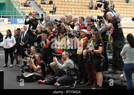 Track Cycling World Championships 2019 UCI on February 28 2019 at BGZ Arena in Pruszk, Poland. Press, media (Photo by Sander Chamid/SCS/AFLO) Stock Photo