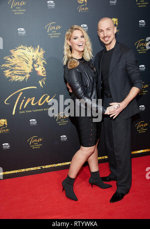 Hamburg, Germany. 03rd Mar, 2019. Angelina Kirsch, Curvy Model, and Oliver Tienken, professional dancer, come to the German premiere of the musical 'Tina - Das Tina Turner Musical' at the Operettenhaus. Credit: Georg Wendt/dpa/Alamy Live News Stock Photo