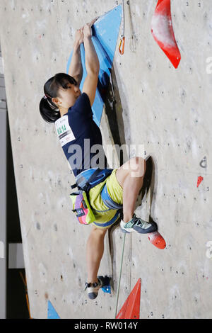 Inzai, Chiba, Japan. 3rd Mar, 2019. Natsumi Hirano Sport Climbing : The 32nd Lead Japan Cup Women's Final at Matsuyamashita Park Gymnasium in Inzai, Chiba, Japan . Credit: Naoki Morita/AFLO SPORT/Alamy Live News Stock Photo