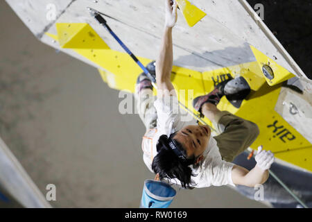 Inzai, Chiba, Japan. 3rd Mar, 2019. Hiroto Shimizu Sport Climbing : The 32nd Lead Japan Cup Men's Final at Matsuyamashita Park Gymnasium in Inzai, Chiba, Japan . Credit: Naoki Morita/AFLO SPORT/Alamy Live News Stock Photo