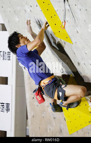 Inzai, Chiba, Japan. 3rd Mar, 2019. Tomoa Narasaki Sport Climbing : The 32nd Lead Japan Cup Men's Final at Matsuyamashita Park Gymnasium in Inzai, Chiba, Japan . Credit: Naoki Morita/AFLO SPORT/Alamy Live News Stock Photo