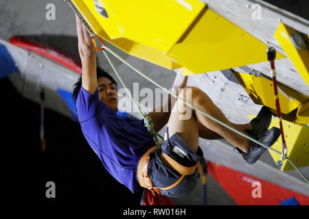 Inzai, Chiba, Japan. 3rd Mar, 2019. Tomoa Narasaki Sport Climbing : The 32nd Lead Japan Cup Men's Final at Matsuyamashita Park Gymnasium in Inzai, Chiba, Japan . Credit: Naoki Morita/AFLO SPORT/Alamy Live News Stock Photo