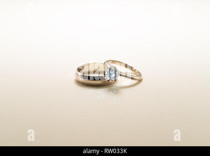rings on the white surface Stock Photo