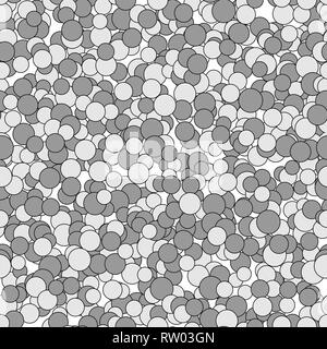 Abstract seamless pattern of randomly arranged contours of monochrome circles Stock Vector