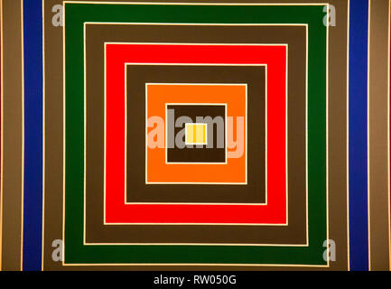 Colorful squares background - detail of painting Stock Photo