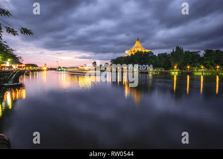 KUCHING / SARAWAK  / MALAYSIA / JUNE 2014: Sunset by the waterfront Stock Photo