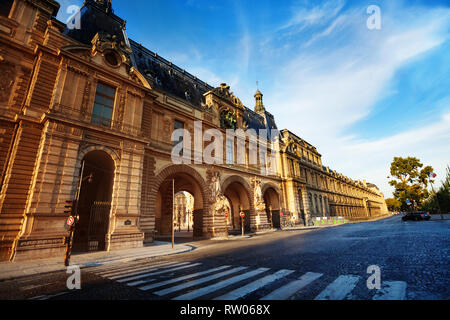 Louvre Palace from street Quai Francois Mitterrand in Paris, France Stock Photo