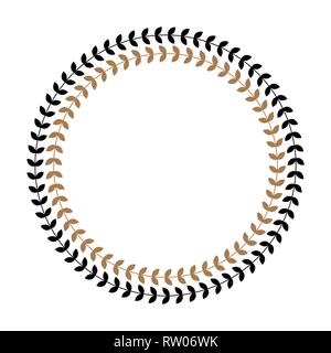 Greek round frame with olive tree leaves. Typical egyptian, assyrian and greek motives circle border. vector Stock Vector