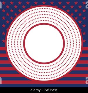 USA star vector pattern round frame. American patriotic circle border with stars and stripes pattern. Stock Vector