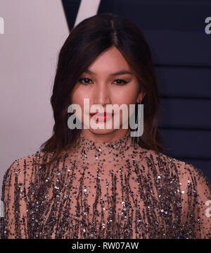 BEVERLY HILLS, CALIFORNIA - FEBRUARY 24: Gemma Chan attends 2019 Vanity Fair Oscar Party at Wallis Annenberg Center for the Performing Arts on Februar Stock Photo