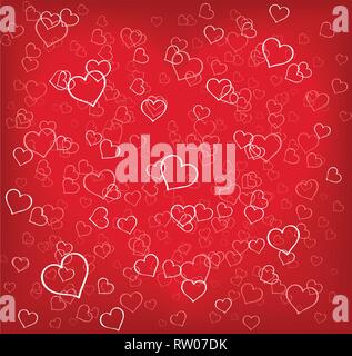 Hearts texture, red background full of hearts shapes Stock Vector