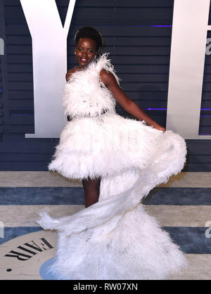 BEVERLY HILLS, CALIFORNIA - FEBRUARY 24: Lupita Nyong'o attends 2019 Vanity Fair Oscar Party at Wallis Annenberg Center for the Performing Arts on Feb Stock Photo