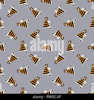 Bees vector seamless pattern. Abstract geometrical honeybee background. Insects striped texture in modern style for surface design, textile, wrapping  Stock Vector