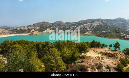 Gecitkoy (Dagdere) dam with turquoise water near Kyrenia, Northern Cyprus. Stock Photo
