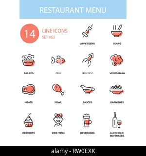 Restaurant menu - line design style icons set Stock Vector