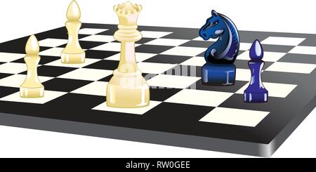 The vector illustration of a chess board with game figures. Stock Vector