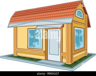 The illustration shows a large modern  house on a white background. Stock Vector