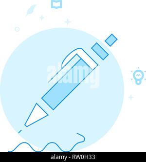 Ballpoint Pen Flat Vector Icon. Writing, Authors or Education Related Illustration. Light Flat Style. Blue Monochrome Design. Editable Stroke. Adjust  Stock Vector