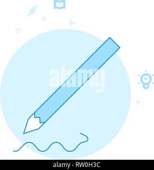 Pencil Writing Flat Vector Icon. Writing, Authors or Education Related Illustration. Light Flat Style. Blue Monochrome Design. Editable Stroke. Adjust Stock Vector