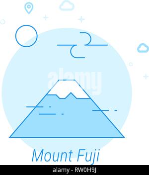 Mount Fuji, Japan Flat Vector Icon. Historical Landmarks Related Illustration. Light Flat Style. Blue Monochrome Design. Editable Stroke. Stock Vector