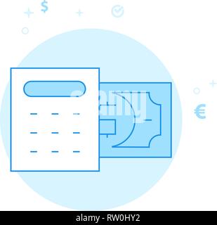 Budget, Money Calculator Flat Vector Icon. Money and Finance Illustration. Light Flat Style. Blue Monochrome Design. Editable Stroke. Stock Vector