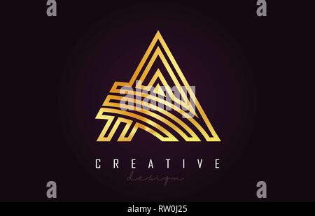A Golden Letter Logo Monogram Vector Design. Creative A Gold Metal ...