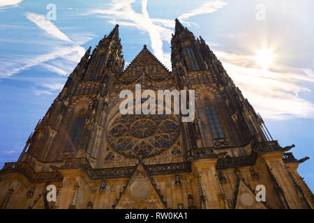 Famous St. Vitus Cathedral in Prague, Czech Republic. Stock Photo