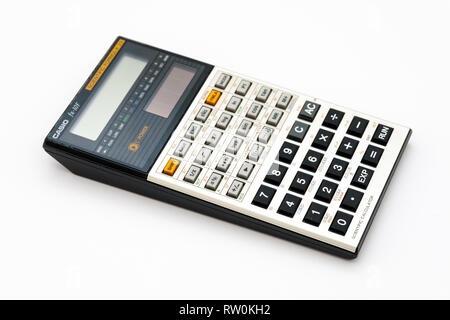 Rome, Italy - Februar 02, 2013: Vintage scientific calculator from late 80s Stock Photo